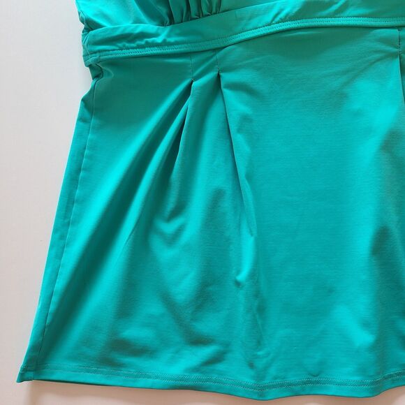 Lands' End Women’s Aqua Tankini Swim Top V-Neck Flutter Top W/Racerback Size 10 - Picture 4 of 7